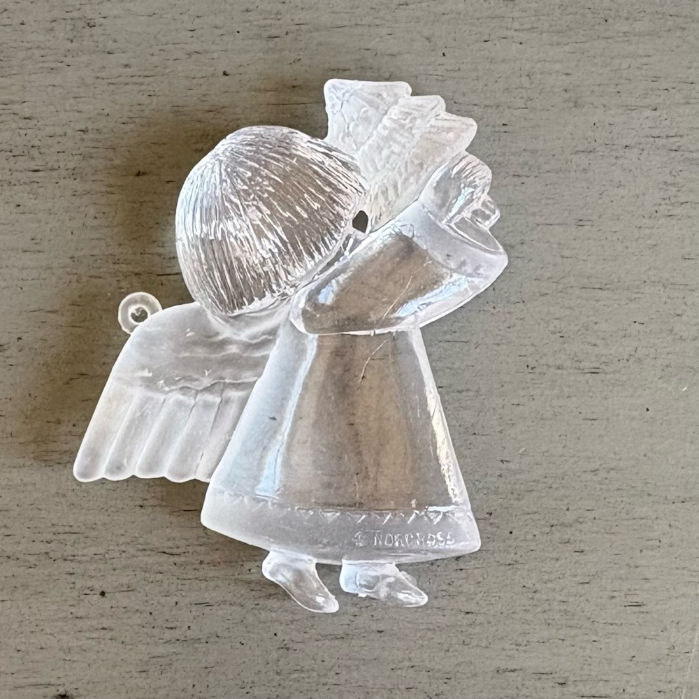 VTG Christmas Tree Ornaments Clear Frosted Plastic Angel Snowman 3 Inch Holiday - Picture 5 of 9
